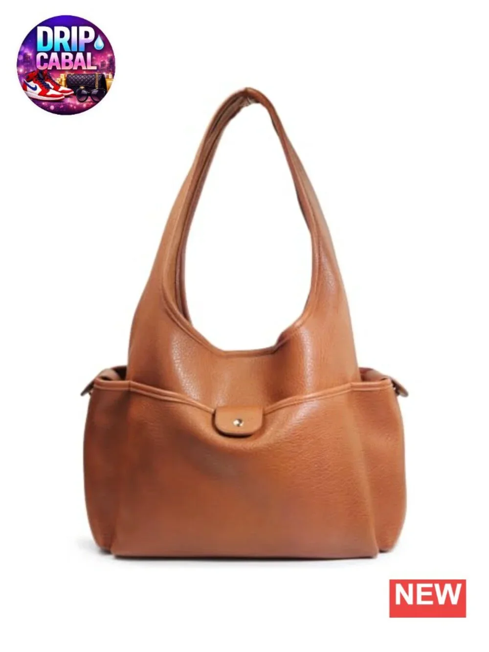 Soft Faux Leather Hobo Bag Women Multi-Pocket Shoulder Purse Magnetic Closure